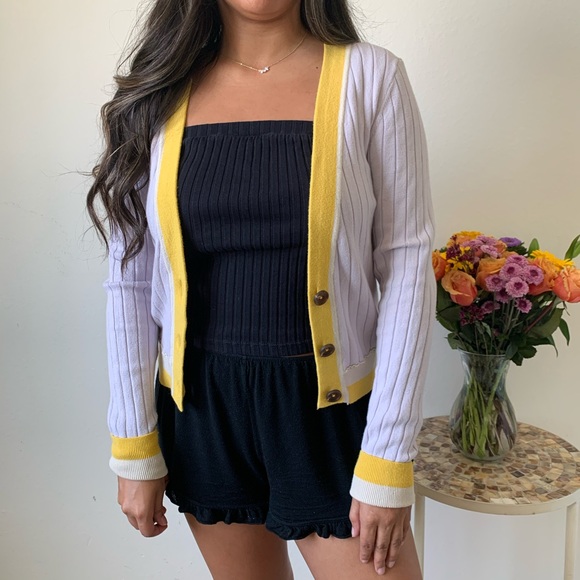 Free People Lavender & Yellow Cardigan - Picture 3 of 4